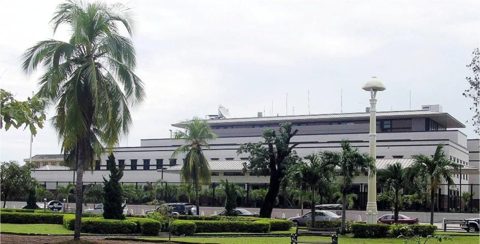 The U.S. Embassy in Cambodia, completed in 2006, is a beautifully modern facility covering 6.2 acres in the heart of the Cambodian capital of Phnom Penh. It's state-of-the-art water recycling systems are a tremendous asset during the rainy season when flooding is rampant.