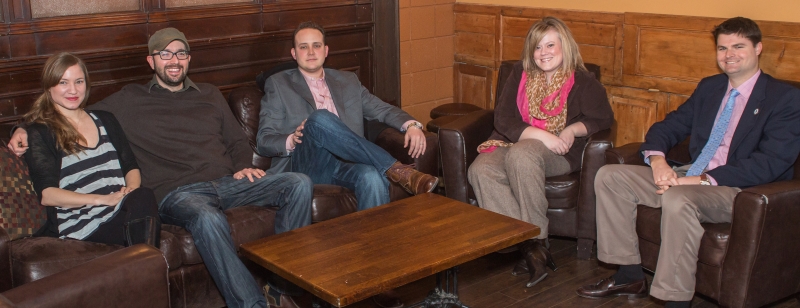 Left to right: Stacey Orr, Zack Orr, Perry Wood, Amanda Sissem, and Cal Pifer. (Photo by Matt Kleck)